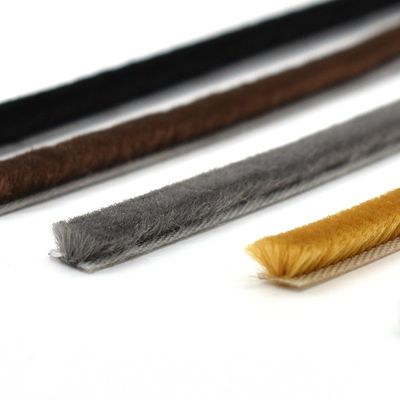 7*10mm ارتفاع انبار 3-25mm سیلیکون استریپ آب و هوا برس برای بسته بندی درب در رنگ های سیاه / خاکستری / قهوه ای / سفید